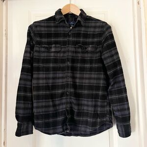 George Black and Gray Plaid Button-Up Shirt